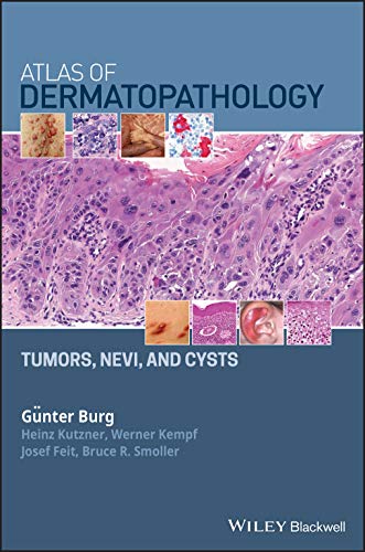 Book cover: "Atlas of Dermatopathology: Tumors" with microscopic skin images.
