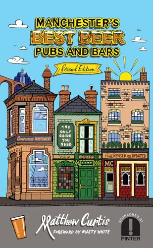 Book cover depicting illustrated Manchester buildings, beer glass, and title text.