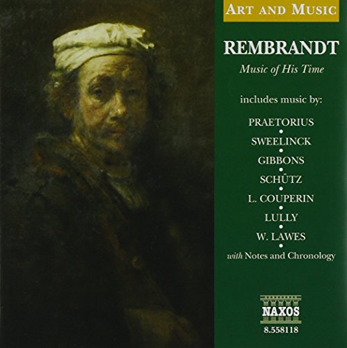 Rembrandt portrait with text listing composers and “Naxos” label.