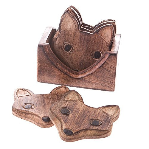 Sass & Belle Wooden Brown Fox Coasters - Set Of 6