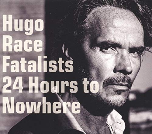 Black and white album cover featuring a close-up portrait of Hugo Race.