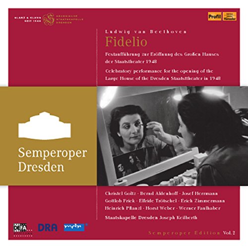 CD cover for Beethoven’s *Fidelio* featuring a black and white performance photo.