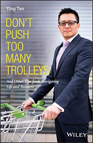 Book cover featuring a man in a suit with a shopping trolley.