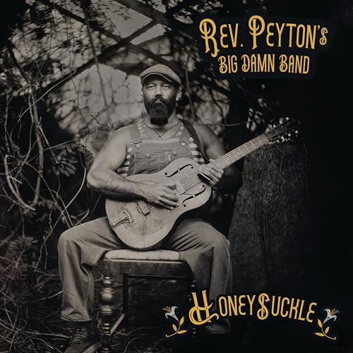 Black and white album cover featuring a banjo player outdoors.