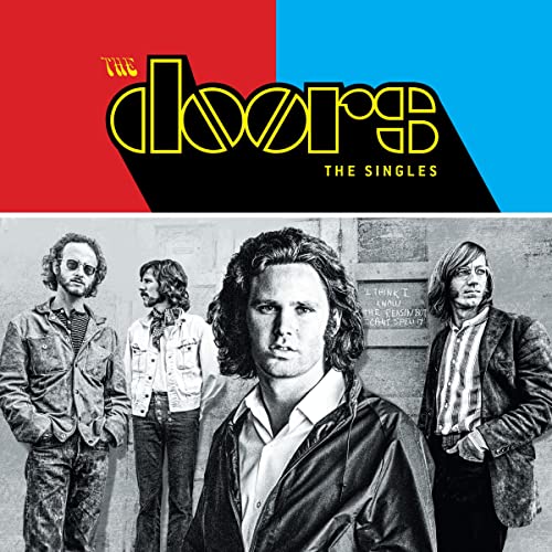 CD cover for The Doors’ “The Singles” featuring band members in black and white.