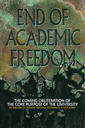 Book cover with cracked stone texture and the title End of Academic Freedom.