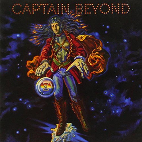 Album cover: man with long hair levitating in a starry sky.