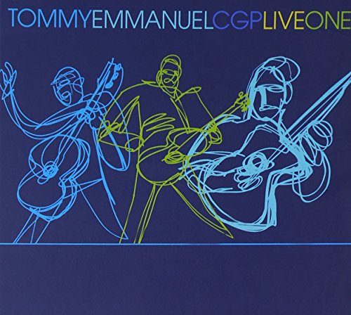 CD cover with abstract blue and yellow line drawings of musicians.