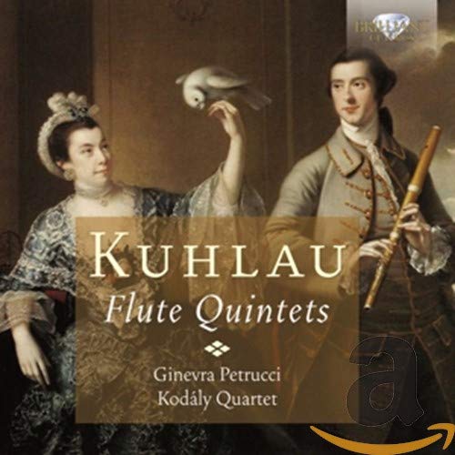 CD cover featuring a painting of a woman with a bird and a flutist.