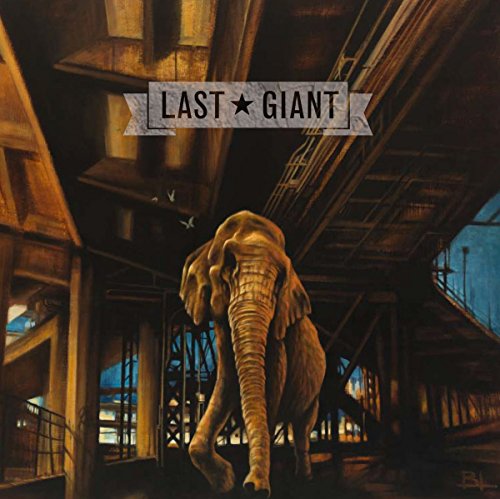 Painted album cover featuring an elephant under a railway bridge.