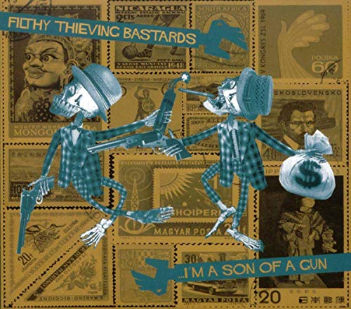 CD cover: collage of stamps, skeletons, and portraits with text overlay.