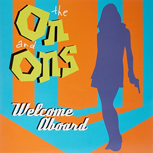 Album cover with a purple silhouette of a woman holding a gun on orange stripes.