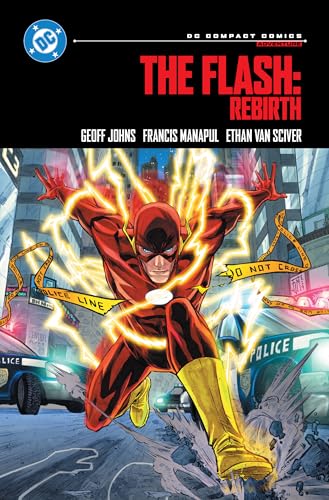 Colorful comic book cover featuring The Flash in dynamic pose with city background.