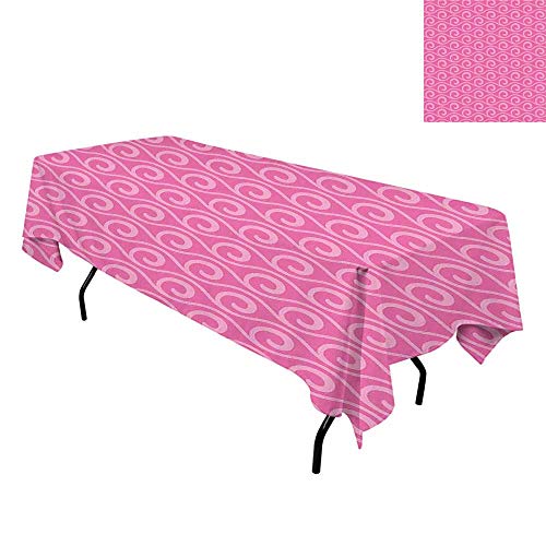 Kangkaishi Hot Pink,table Cloths,ocean Waves Inspired Abstract Fantasy Pattern With Horizontal Curves And Lines,for Kitchen Dinning Tabletop Linen Decor,w54 X L72 Inch Pink Pale Pink [BLU-RAY]