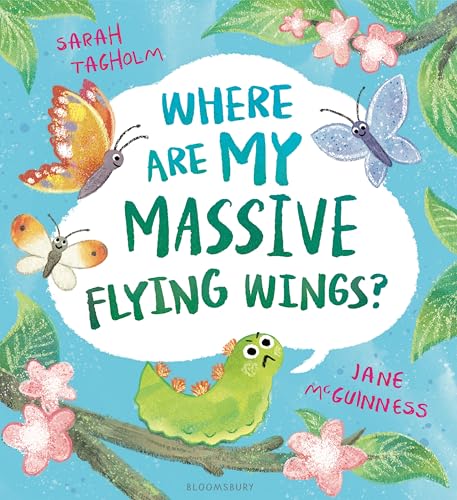 Book cover with a caterpillar, butterflies, and colorful lettering.