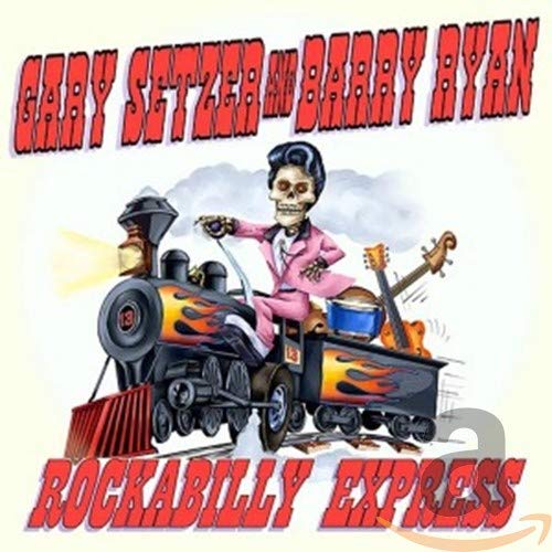 CD cover: skeleton driving a flaming locomotive, “Rockabilly Express” text.
