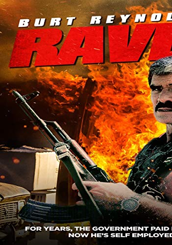 DVD cover for "Raven" featuring Burt Reynolds with a rifle, flames.