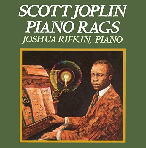 Album cover featuring a painting of Scott Joplin playing piano with a candle nearby.