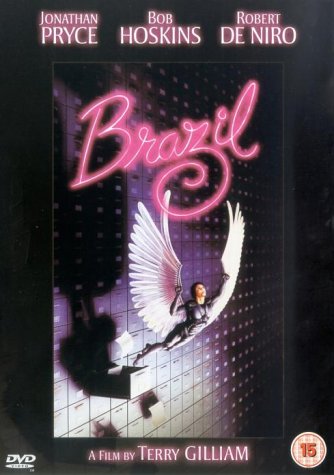 DVD cover for the film "Brazil" featuring a winged figure falling.