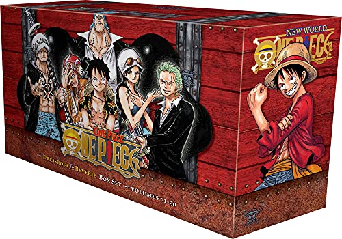 Red One Piece manga box set featuring characters from the series.