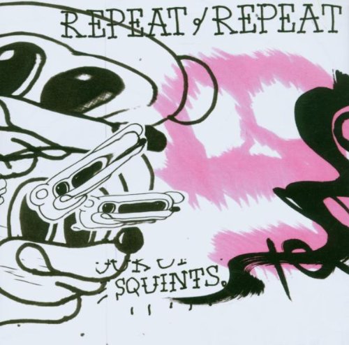 CD cover for Repeat Repeat’s “Squints” with abstract pink and black art.