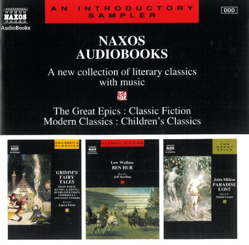 Naxos Audiobooks sampler CD cover featuring book cover images and text.