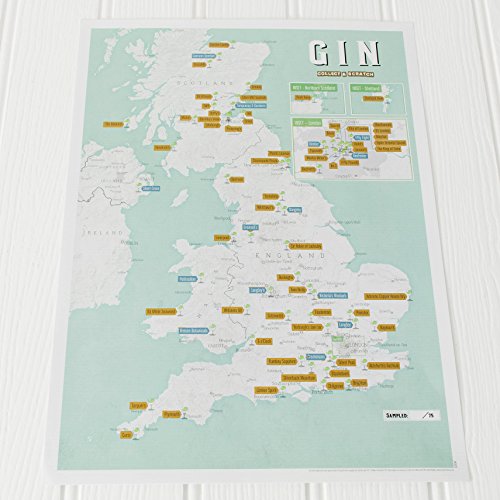 Gin Distilleries Collect and Scratch Off Travel Map –– Great Gift for Gin Lovers - 29 x 42cm
