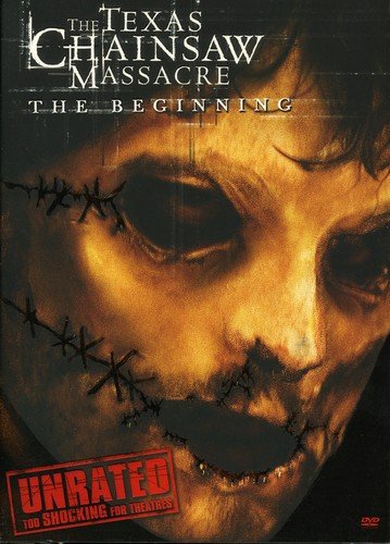 DVD cover for “Texas Chainsaw Massacre: The Beginning” featuring a stitched face.
