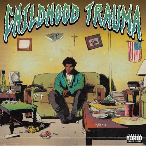 Album cover: man sitting in a cluttered living room.