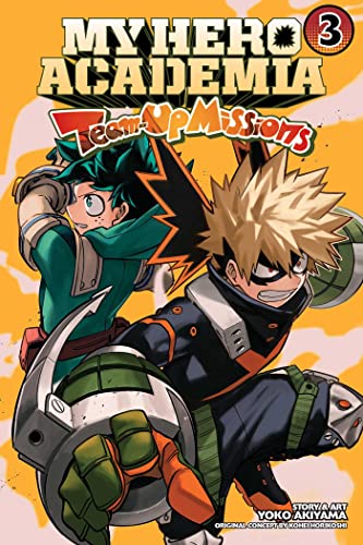 Manga cover featuring Izuku Midoriya and Katsuki Bakugo in their hero costumes on yellow.