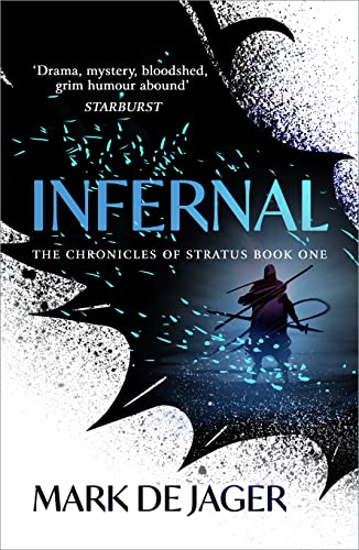 Book cover: dark fantasy scene with a figure wielding blades, titled "Infernal.