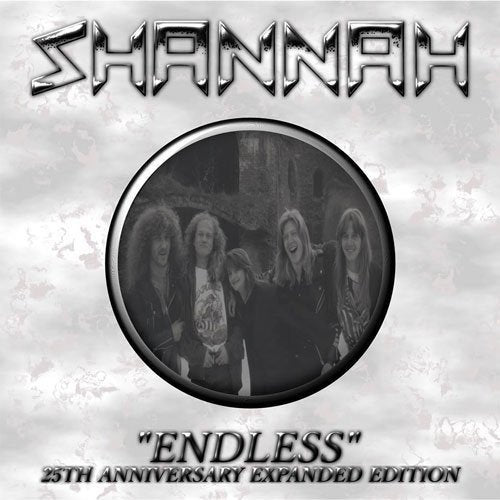 CD cover for Shannah's Endless, featuring a circular black and white band photo.