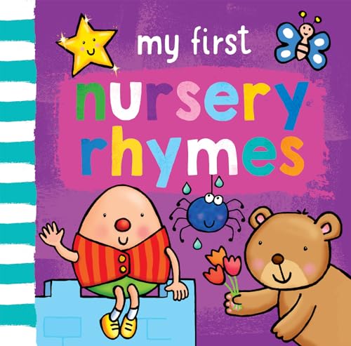 Colorful children’s book cover with Humpty Dumpty, a bear, and a butterfly.