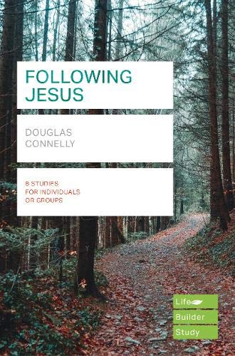 Book cover with text "Following Jesus" over a forest path image.