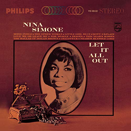 Nina Simone album cover, "Let It All Out," with portrait and jewelry box.