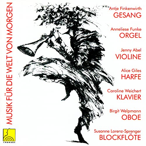 CD cover: black and white illustration of a figure playing a horn.