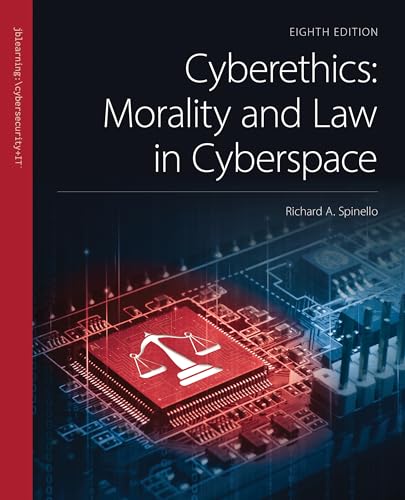 Book cover for “Cyberethics,” showing scales of justice on a circuit board.