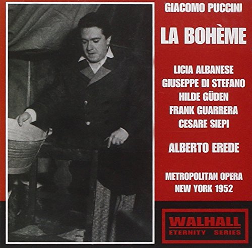 Red album cover featuring black and white portrait of Giuseppe Di Stefano.