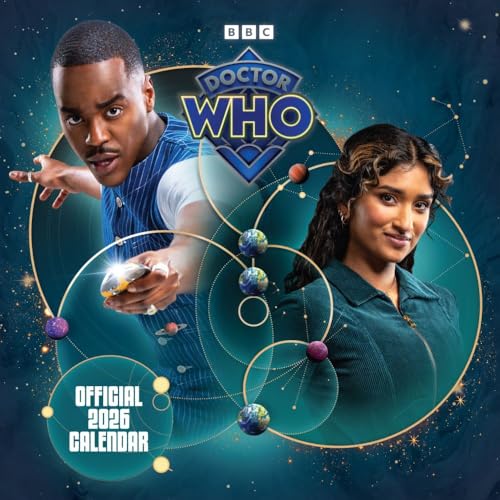 2026 Doctor Who calendar featuring the Fifteenth Doctor and companion Ruby Sunday.