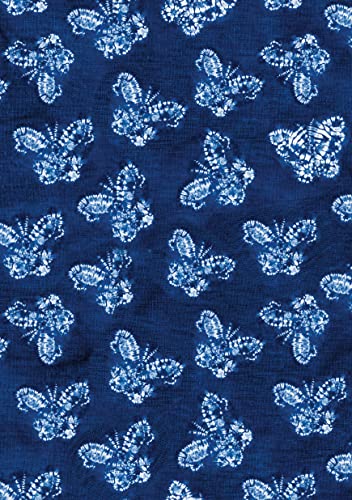 Shibori Indigo Butterflies Paperback Journal: Dotted: Notebook with Pocket: Blank Notebook with Pocket