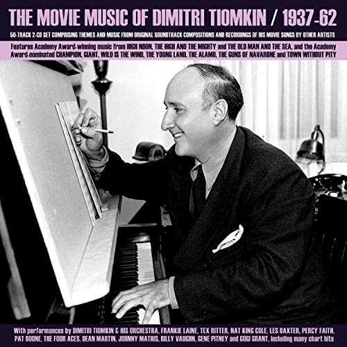 Dimitri Tiomkin at a piano, CD cover for movie music compilation.