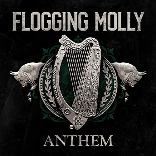 Flogging Molly "Anthem" CD cover: harp, bulls, and ornate design.