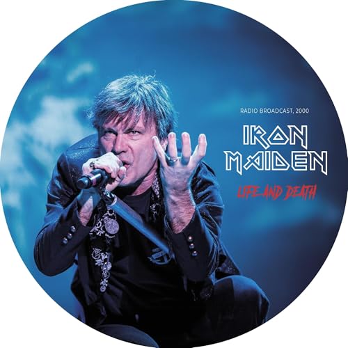 Iron Maiden “Life And Death” vinyl record cover featuring Bruce Dickinson performing.