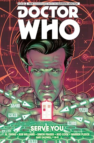 Comic book cover featuring the Eleventh Doctor with a TARDIS and digital interface graphics.
