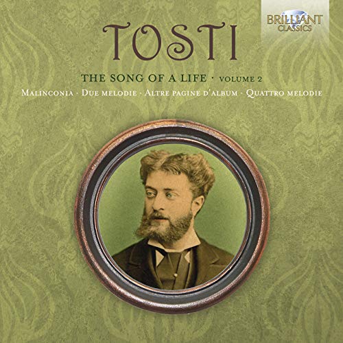 CD cover featuring a portrait of Tosti in a circular frame on green damask.
