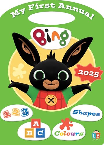 Bing bunny board book cover for toddlers, featuring numbers and shapes.