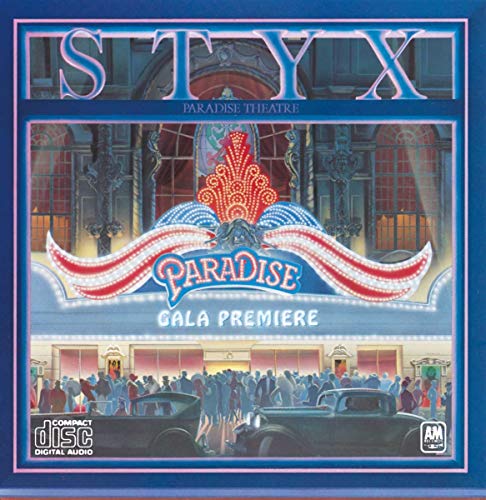 Styx "Paradise Theater" CD cover with a painted theater marquee and crowd.