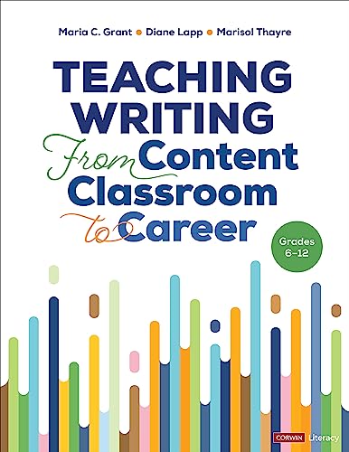 Book cover: "Teaching Writing," with colorful vertical stripes below the title.