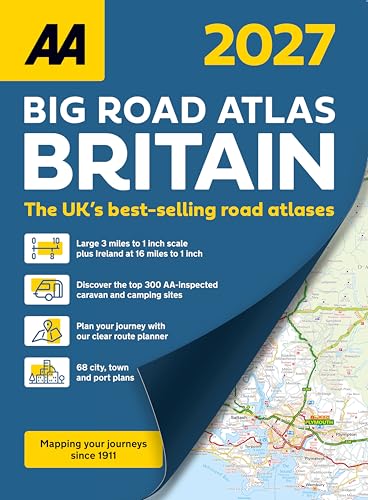 AA Big Road Atlas Britain 2027 cover with map detail.
