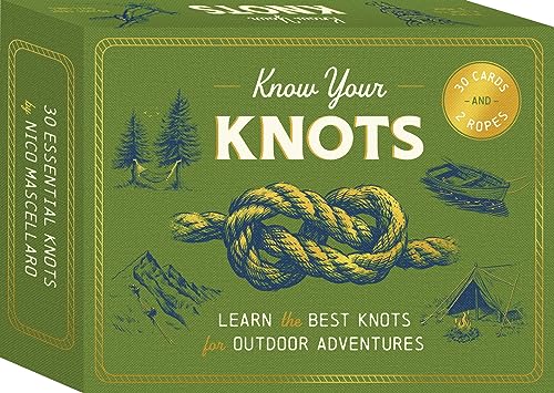 Know Your Knots : Learn the best knots for outdoor adventures - 30 cards and 2 ropes